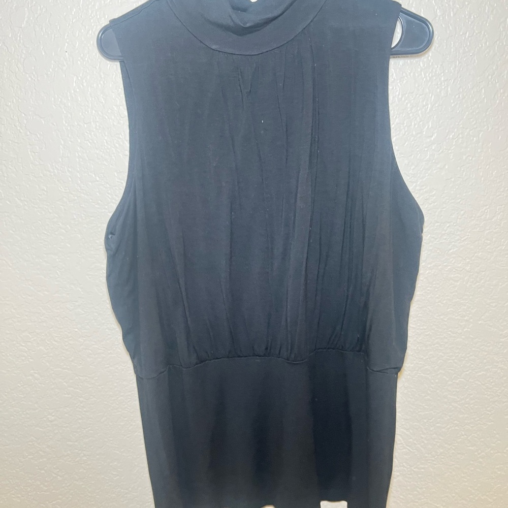 The Limited Black Pleated Sleeveless Tank Top